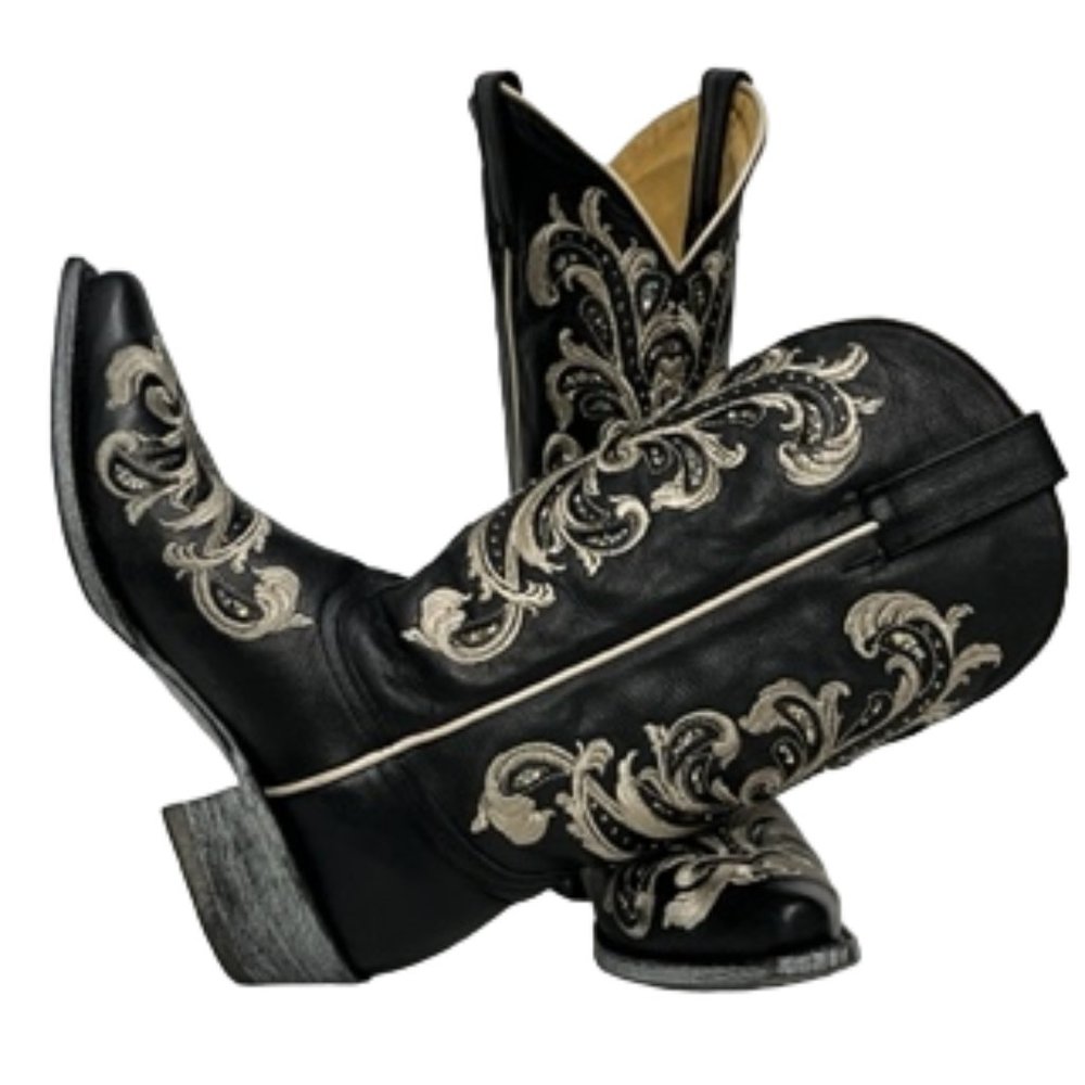 SHYANNE Women's Black Sloan Western Boots - Square Toe Size 8